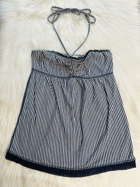 Abercrombie Girls Blue and White Striped Halter Top